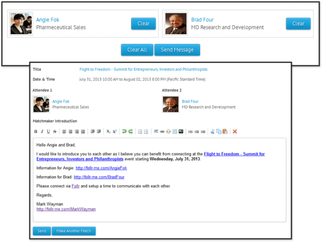 Follr Event Management Matchmaking